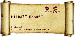 Milkó René névjegykártya